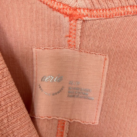 Aerie Wonder Textured V-Neck Sweatshirt Peach size XS- oversized - Picture 6 of 8